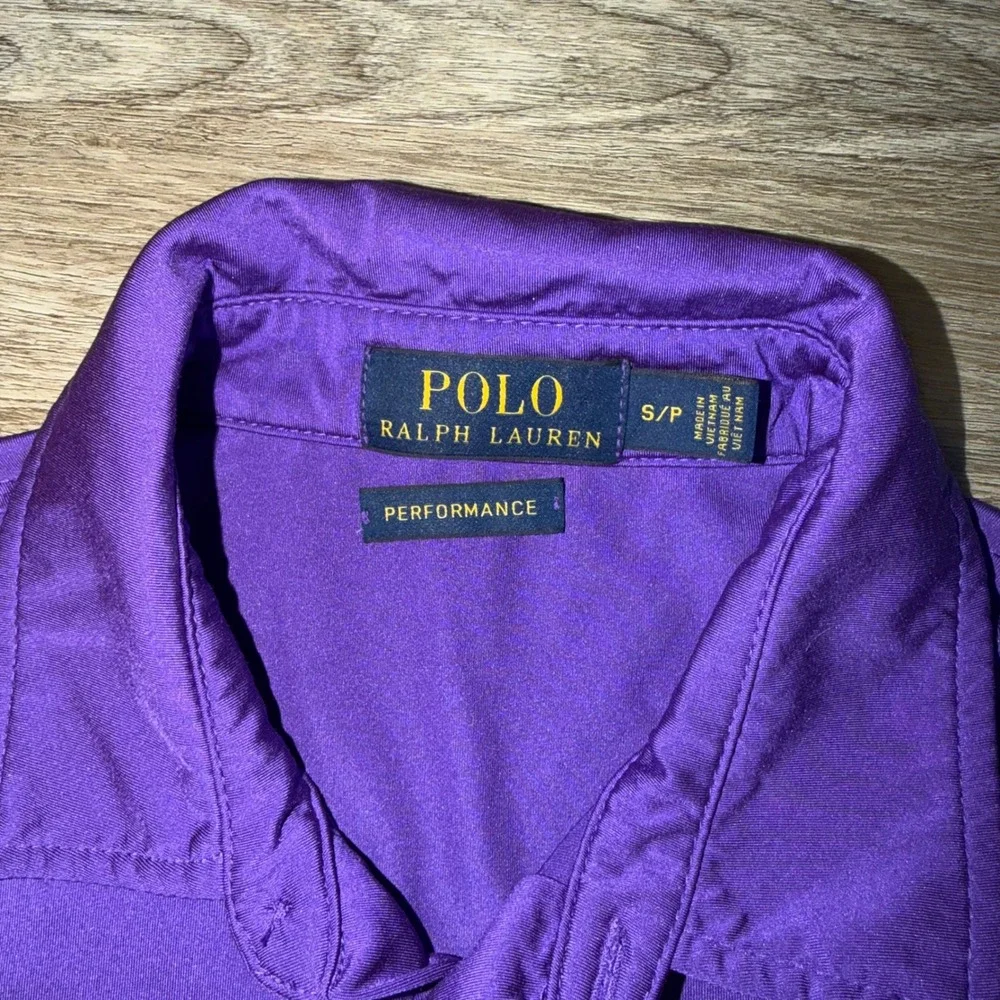 Polo Ralph Lauren Mens Performance Polo Shirt Purple Yellow Pony Small S/P